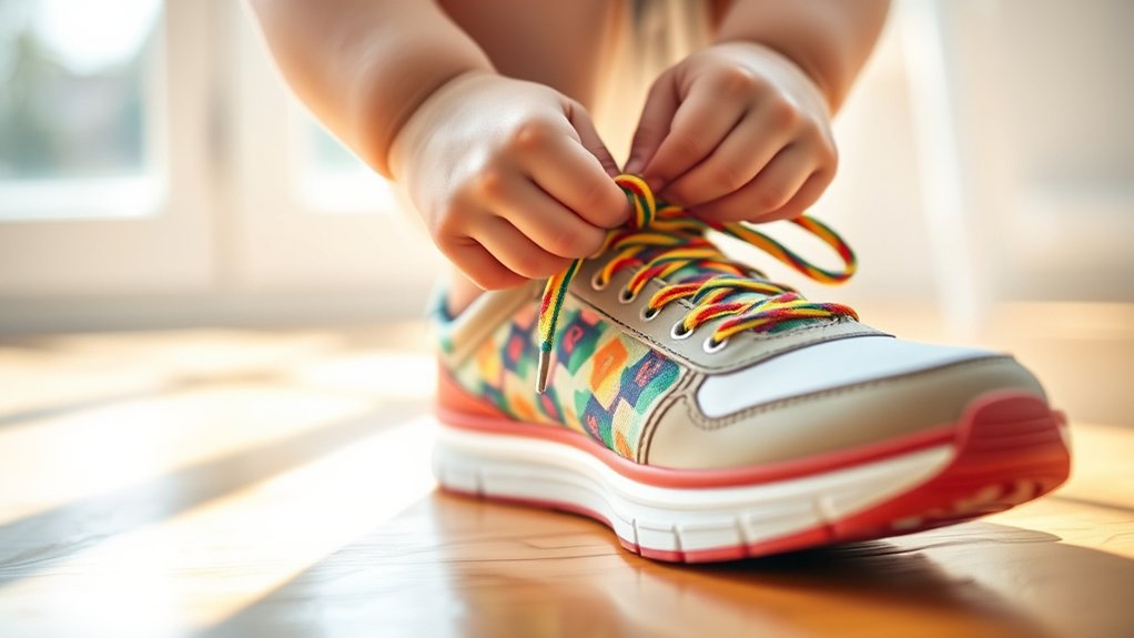 simple colorful shoe tying